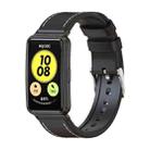 For Huawei Watch Fit Mijobs Cowhide Leather Watch Band(Black+Black) - 1