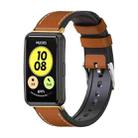 For Huawei Watch Fit Mijobs Cowhide Leather Watch Band(Brown+Gold) - 1