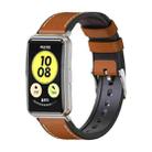 For Huawei Watch Fit Mijobs Cowhide Leather Watch Band(Brown+Silver) - 1