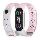 For Xiaomi Mi Band 5/6/7 Mijobs Two-color TPU Silicone Watch Band(Grey+Pink) - 1