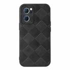 For OPPO Reno7 5G Chinese Version Weave Plaid PU Phone Case(Black) - 1