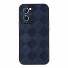 For OPPO Reno7 5G Chinese Version Weave Plaid PU Phone Case(Blue) - 1