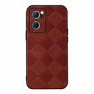 For OPPO Reno7 5G Chinese Version Weave Plaid PU Phone Case(Brown) - 1