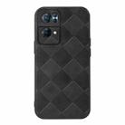 For OPPO Reno7 Pro Weave Plaid PU Phone Case(Black) - 1