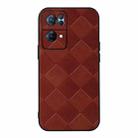 For OPPO Reno7 Pro Weave Plaid PU Phone Case(Brown) - 1