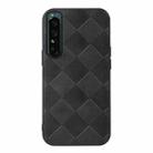 For Sony Xperia 1 IV Weave Plaid PU Phone Case(Black) - 1