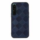 For Sony Xperia 1 IV Weave Plaid PU Phone Case(Blue) - 1