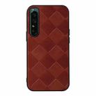 For Sony Xperia 1 IV Weave Plaid PU Phone Case(Brown) - 1