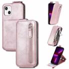 For iPhone 13 mini Zipper Wallet Vertical Flip Leather Phone Case (Rose Gold) - 1