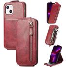 For iPhone 13 Zipper Wallet Vertical Flip Leather Phone Case(Red) - 1