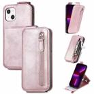 For iPhone 12 mini Zipper Wallet Vertical Flip Leather Phone Case (Rose Gold) - 1