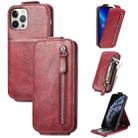 Zipper Wallet Vertical Flip Leather Phone Case For iPhone 12 / 12 Pro(Red) - 1