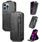 Zipper Wallet Vertical Flip Leather Phone Case For iPhone 11 Pro(Black) - 1