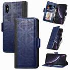 For iPhone XS Max Grid Leather Flip Phone Case(Blue) - 1