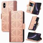 For iPhone XS Max Grid Leather Flip Phone Case(Apricot) - 1