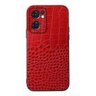 For OPPO Reno7 5G International Version / Find X5 Lite Crocodile Texture Genuine Leather Phone Case(Red) - 1