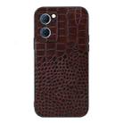 For OPPO Reno7 5G Chinese Version Crocodile Texture Genuine Leather Phone Case(Coffee) - 1