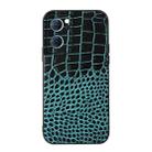 For OPPO Reno7 5G Chinese Version Crocodile Texture Genuine Leather Phone Case(Cyan Blue) - 1