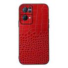 For OPPO Reno7 Pro Crocodile Texture Genuine Leather Phone Case(Red) - 1
