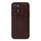 For OPPO Reno7 Pro Crocodile Texture Genuine Leather Phone Case(Coffee) - 1