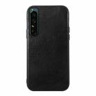 For Sony Xperia 1 IV Genuine Leather Double Color Crazy Horse Phone Case(Black) - 1