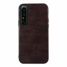 For Sony Xperia 1 IV Genuine Leather Double Color Crazy Horse Phone Case(Coffee) - 1