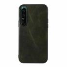 For Sony Xperia 1 IV Genuine Leather Double Color Crazy Horse Phone Case(Green) - 1