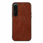 For Sony Xperia 1 IV Genuine Leather Double Color Crazy Horse Phone Case(Brown) - 1