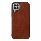 For Samsung Galaxy M33 5G Genuine Leather Double Color Crazy Horse Phone Case(Brown) - 1
