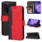 For OPPO Find X5 Stitching-Color Flip Leather Phone Case(Red) - 1