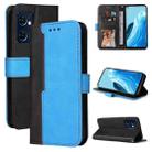 For OPPO Find X5 Lite / Reno7 5G Global Stitching-Color Flip Leather Phone Case(Blue) - 1