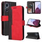 For OPPO Reno7 Z 5G / A96 5G Stitching-Color Flip Leather Phone Case(Red) - 1
