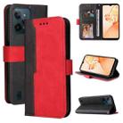 For OPPO Realme C31 4G Stitching-Color Flip Leather Phone Case(Red) - 1