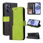 For OPPO Realme C35 Stitching-Color Flip Leather Phone Case(Green) - 1