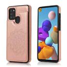 For Samsung Galaxy A21s Double Buckle Mandala PU+TPU Phone Case(Rose Gold) - 1