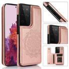 For Samsung Galaxy S21 Ultra 5G Double Buckle Mandala PU+TPU Phone Case(Rose Gold) - 1