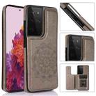 For Samsung Galaxy S21 Ultra 5G Double Buckle Mandala PU+TPU Phone Case(Grey) - 1