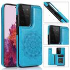 For Samsung Galaxy S21 Ultra 5G Double Buckle Mandala PU+TPU Phone Case(Blue) - 1