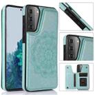 For Samsung Galaxy S21 5G Double Buckle Mandala PU+TPU Phone Case(Green) - 1
