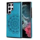 For Samsung Galaxy S22 Ultra 5G Double Buckle Mandala PU+TPU Phone Case(Blue) - 1