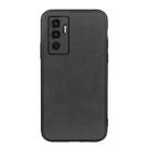 For vivo S10e 5G / V23e Accurate Hole Two-color Calf Texture PU Phone Case(Black) - 1