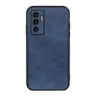 For vivo S10e 5G / V23e Accurate Hole Two-color Calf Texture PU Phone Case(Blue) - 1