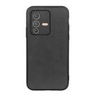 For vivo S12 5G / V23 5G Accurate Hole Two-color Calf Texture PU Phone Case(Black) - 1