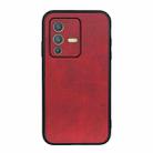 For vivo S12 5G / V23 5G Accurate Hole Two-color Calf Texture PU Phone Case(Red) - 1