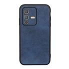 For vivo S12 5G / V23 5G Accurate Hole Two-color Calf Texture PU Phone Case(Blue) - 1