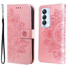 For Tecno Camon 18 Premier 7-petal Flowers Embossed Flip Leather Phone Case(Rose Gold) - 1