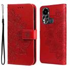 For Infinix Hot 11S 7-petal Flowers Embossed Flip Leather Phone Case(Red) - 1