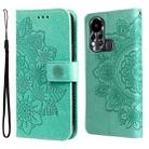 For Infinix Hot 11S 7-petal Flowers Embossed Flip Leather Phone Case(Green) - 1