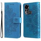 For Infinix Hot 11S 7-petal Flowers Embossed Flip Leather Phone Case(Blue) - 1