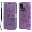 For Infinix Hot 11S 7-petal Flowers Embossed Flip Leather Phone Case(Light Purple) - 1